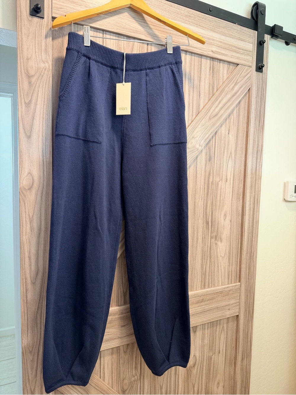 Elan Navy Knit Wide-Leg Pull-On Joggers